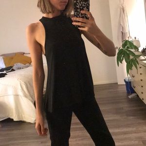 Free People Black Mock Neck Tank